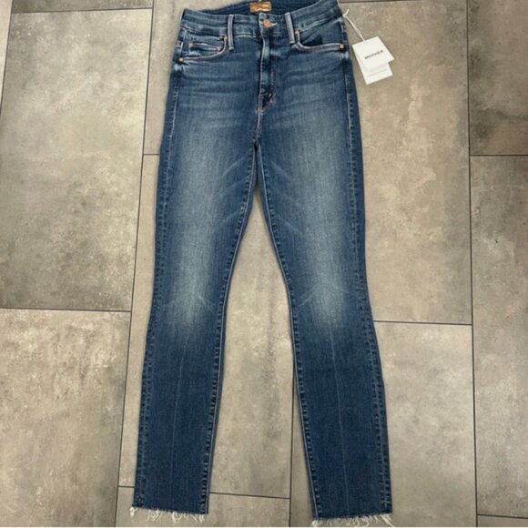 NEW MOTHER high waisted the looker ankle fray Walking on Coals blue skinny 23 - Picture 4 of 9